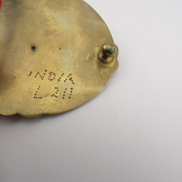 Vintage Ram Brass and Enamel Belt Buckle India - Picture 3 of 3